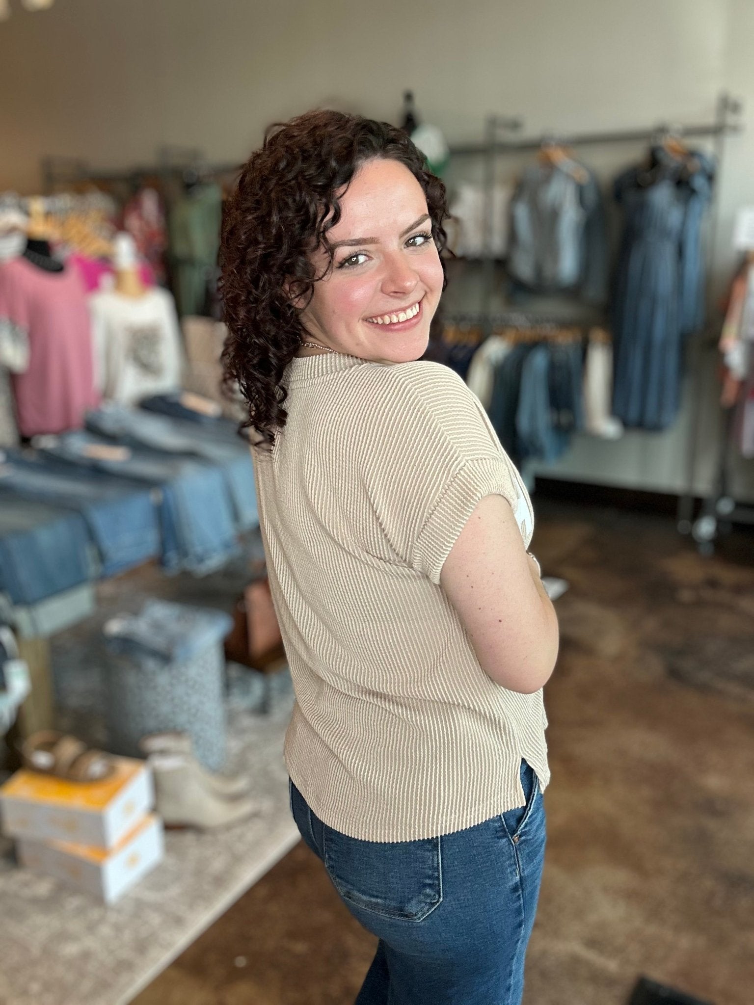 'TEXAS' Graphic Ribbed Knit Top - Mainstream Boutique