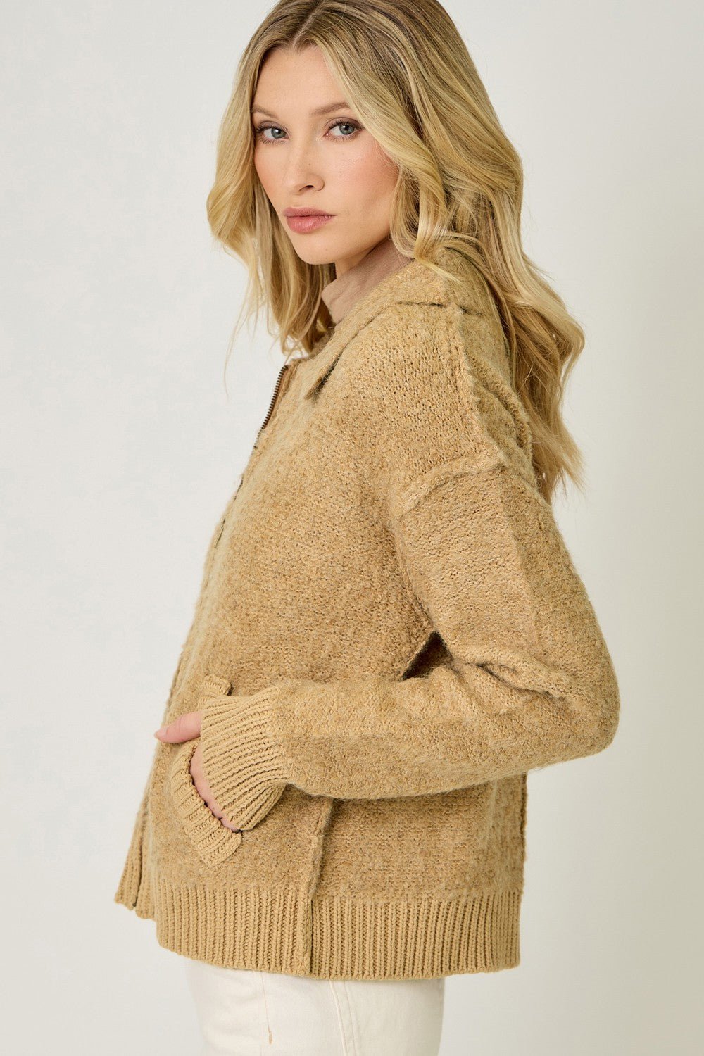Zip Up Sweater Jacket - Mainstream Boutique