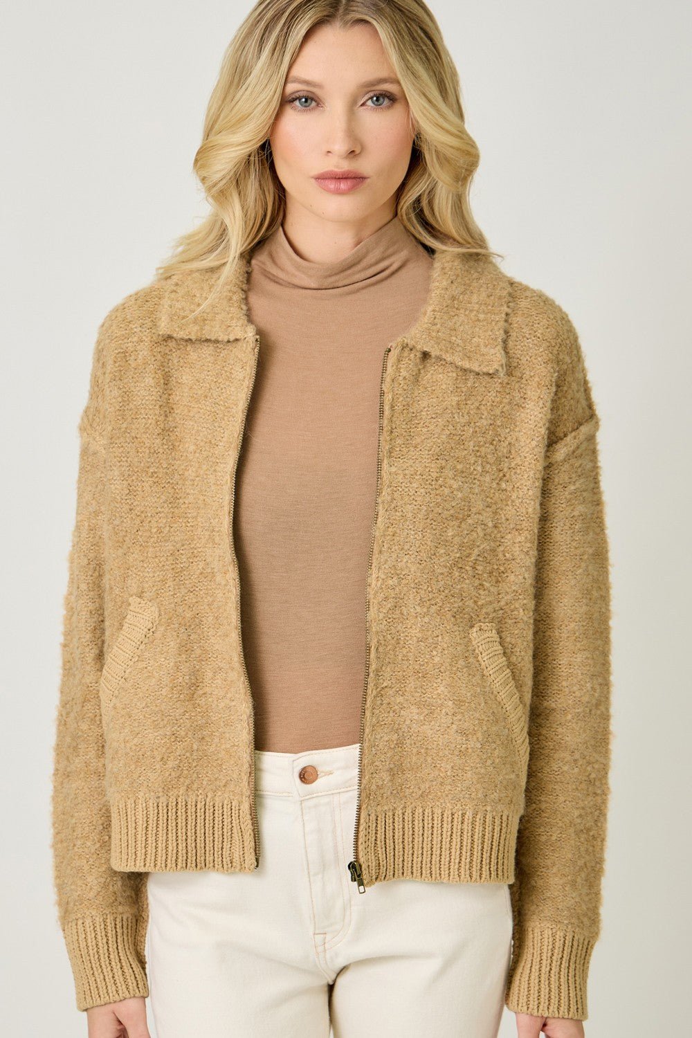 Zip Up Sweater Jacket - Mainstream Boutique
