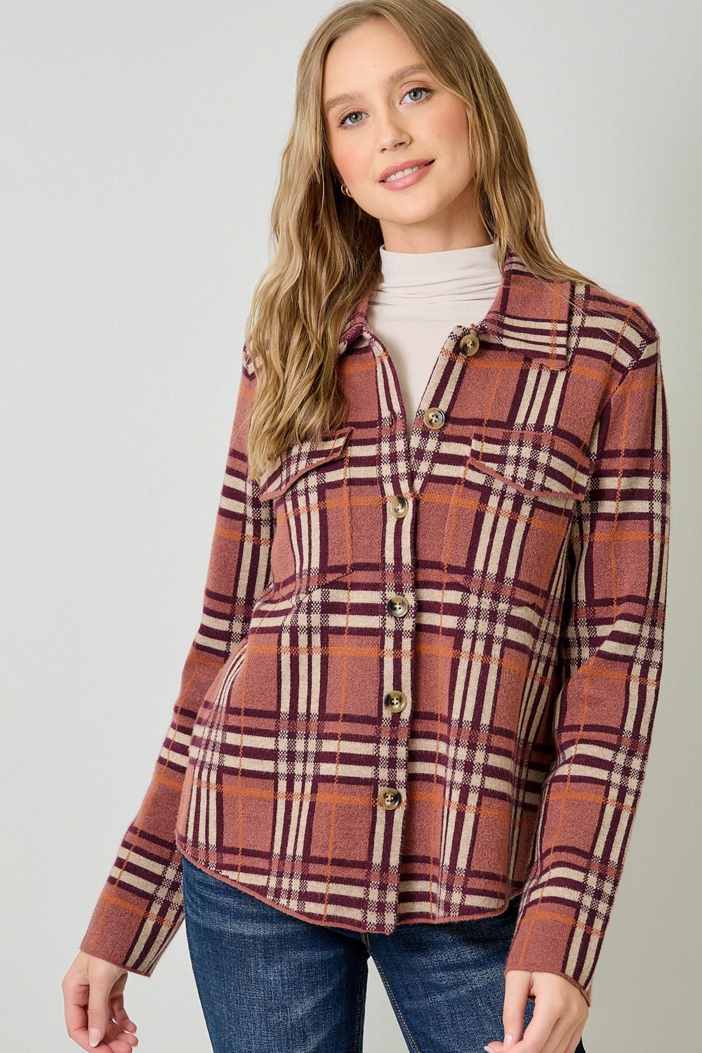 *FINAL SALE* Check Patterned Button Front Sweater Jacket - Mainstream Boutique