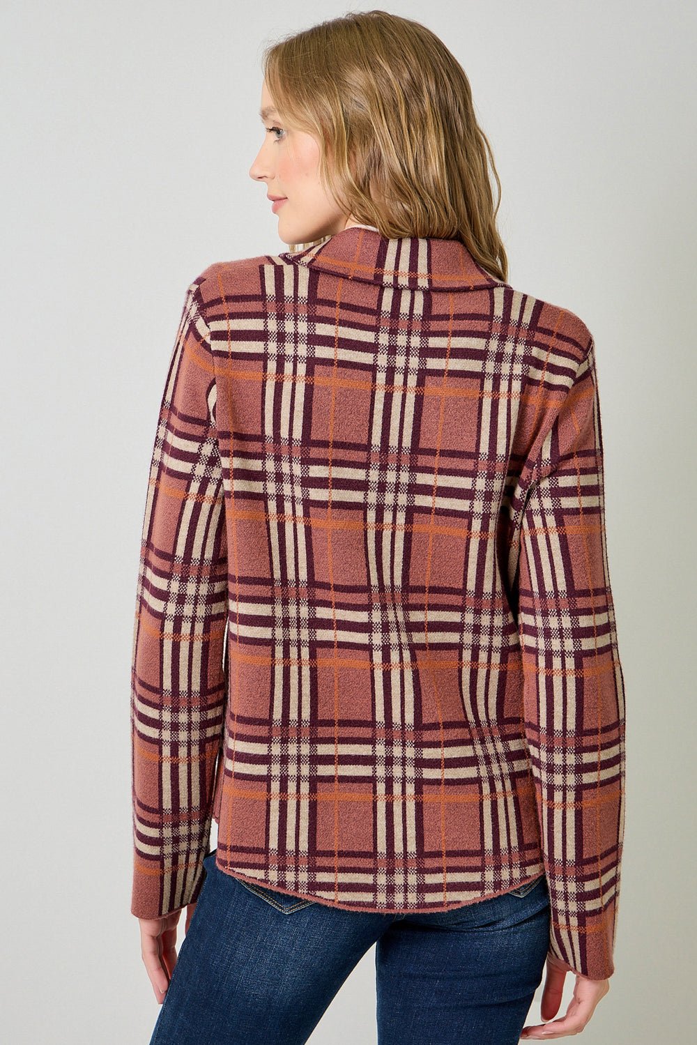 *FINAL SALE* Check Patterned Button Front Sweater Jacket - Mainstream Boutique