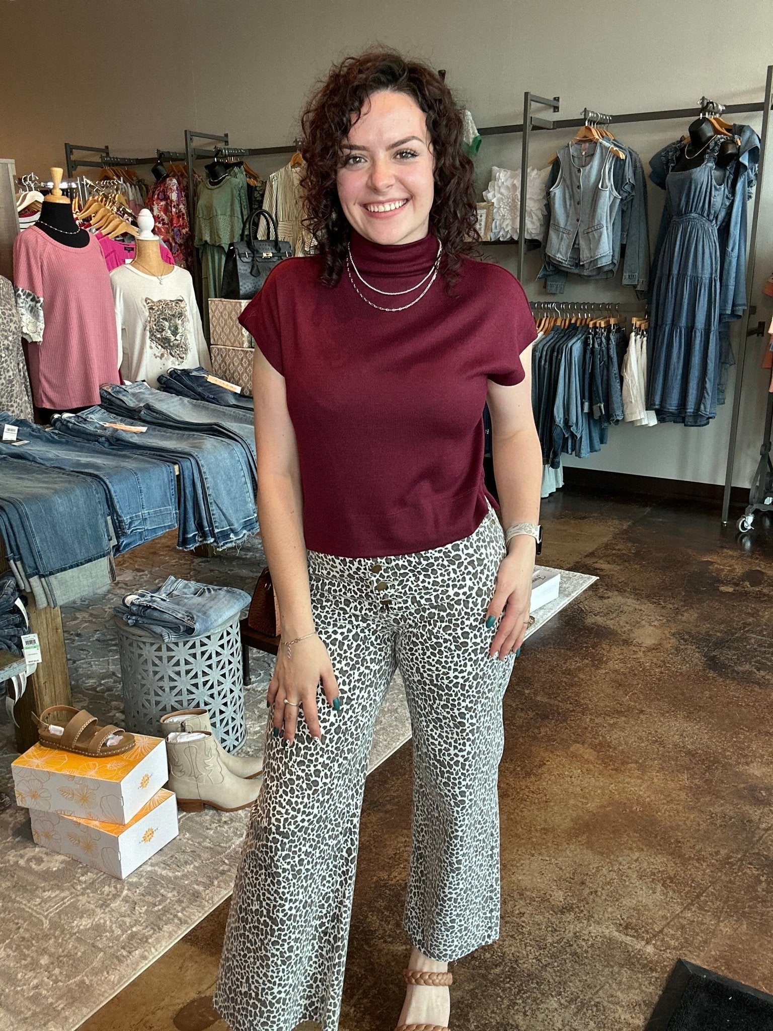 Animal Print Button Fly Pants - Mainstream Boutique