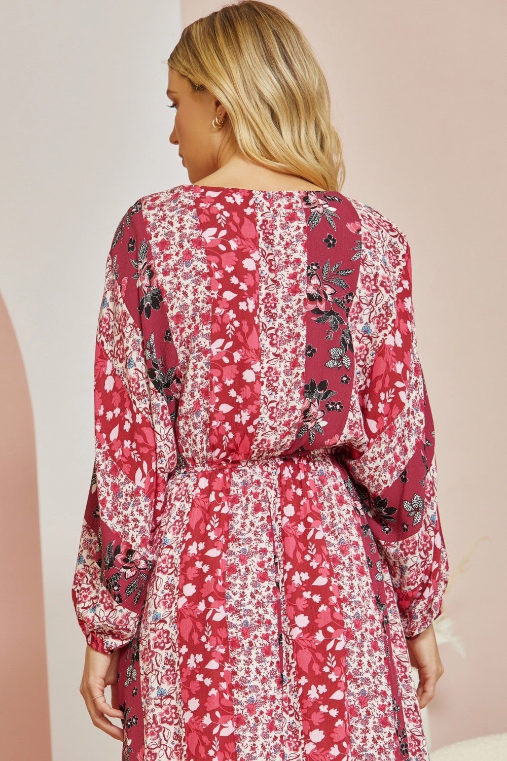 V - Neckline W/ Dolman Sleeves Dress - Mainstream Boutique