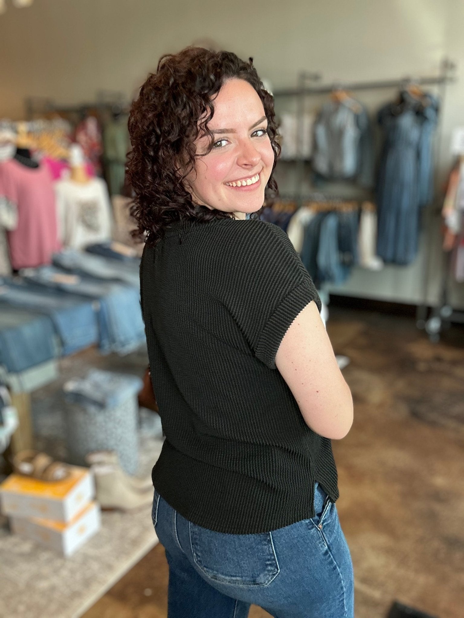 'TEXAS' Graphic Ribbed Knit Top - Mainstream Boutique