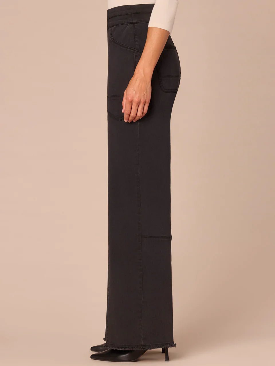 "Ab"solution® Skyrise Pull - On Glider Wide Leg Jeans With Fray Hem - Mainstream Boutique