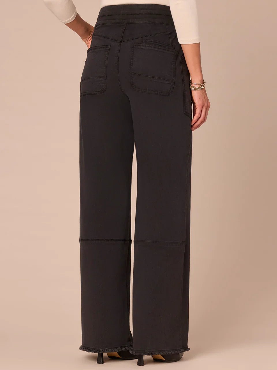 "Ab"solution® Skyrise Pull - On Glider Wide Leg Jeans With Fray Hem - Mainstream Boutique