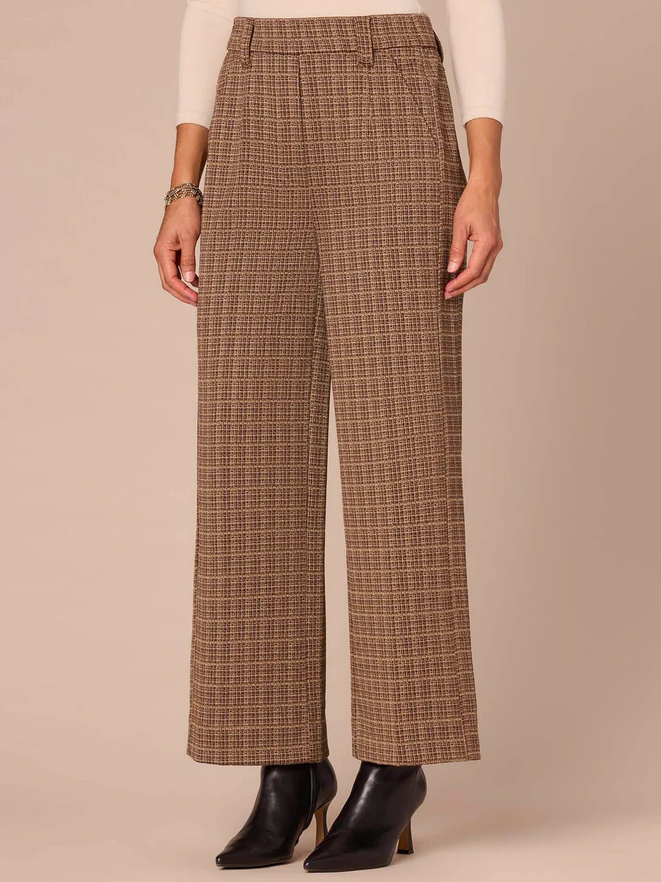"Ab"leisure Skyrise Pull - On Plaid Wide Leg Pants With Side Panels - Mainstream Boutique
