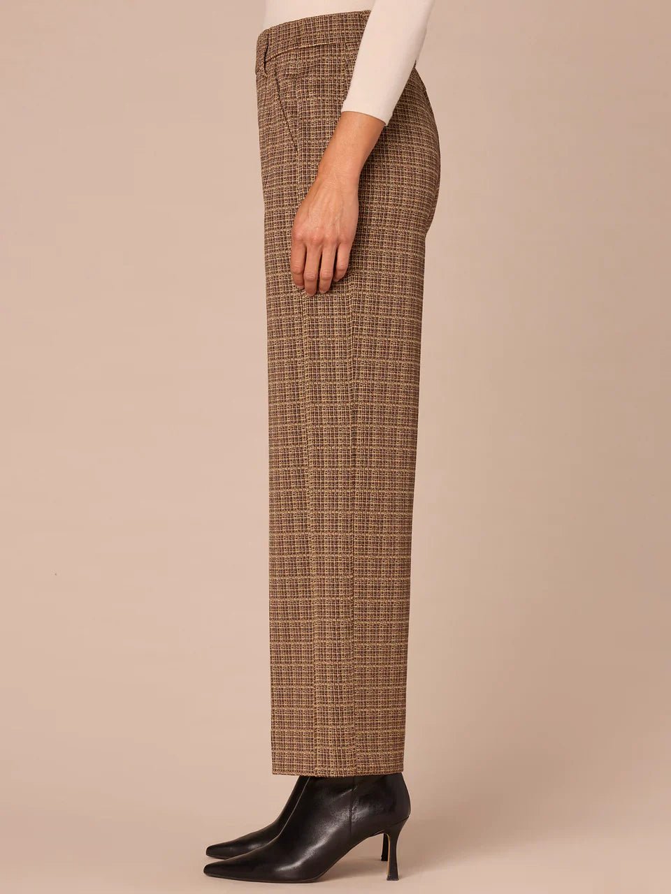 "Ab"leisure Skyrise Pull - On Plaid Wide Leg Pants With Side Panels - Mainstream Boutique
