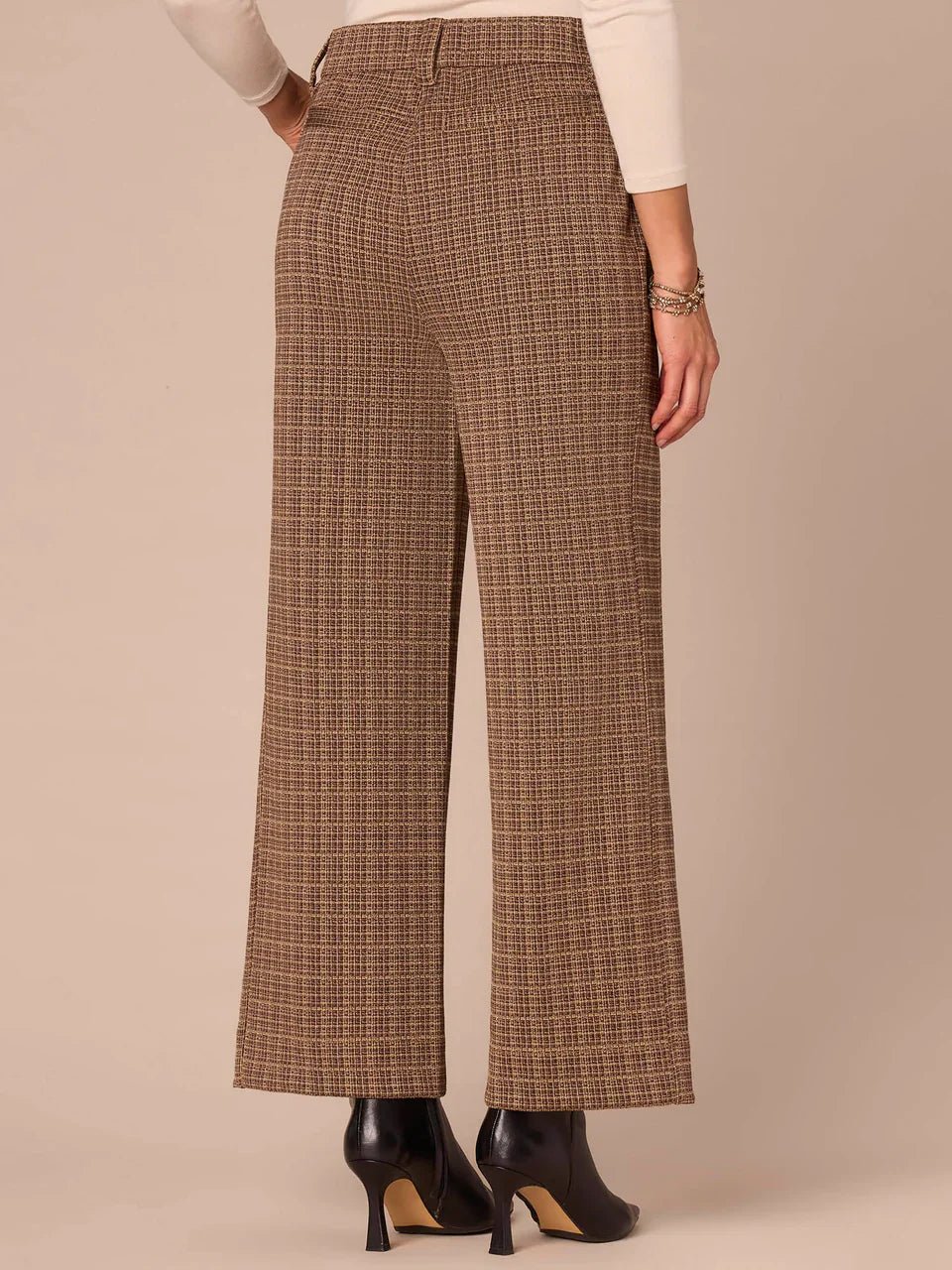 "Ab"leisure Skyrise Pull - On Plaid Wide Leg Pants With Side Panels - Mainstream Boutique