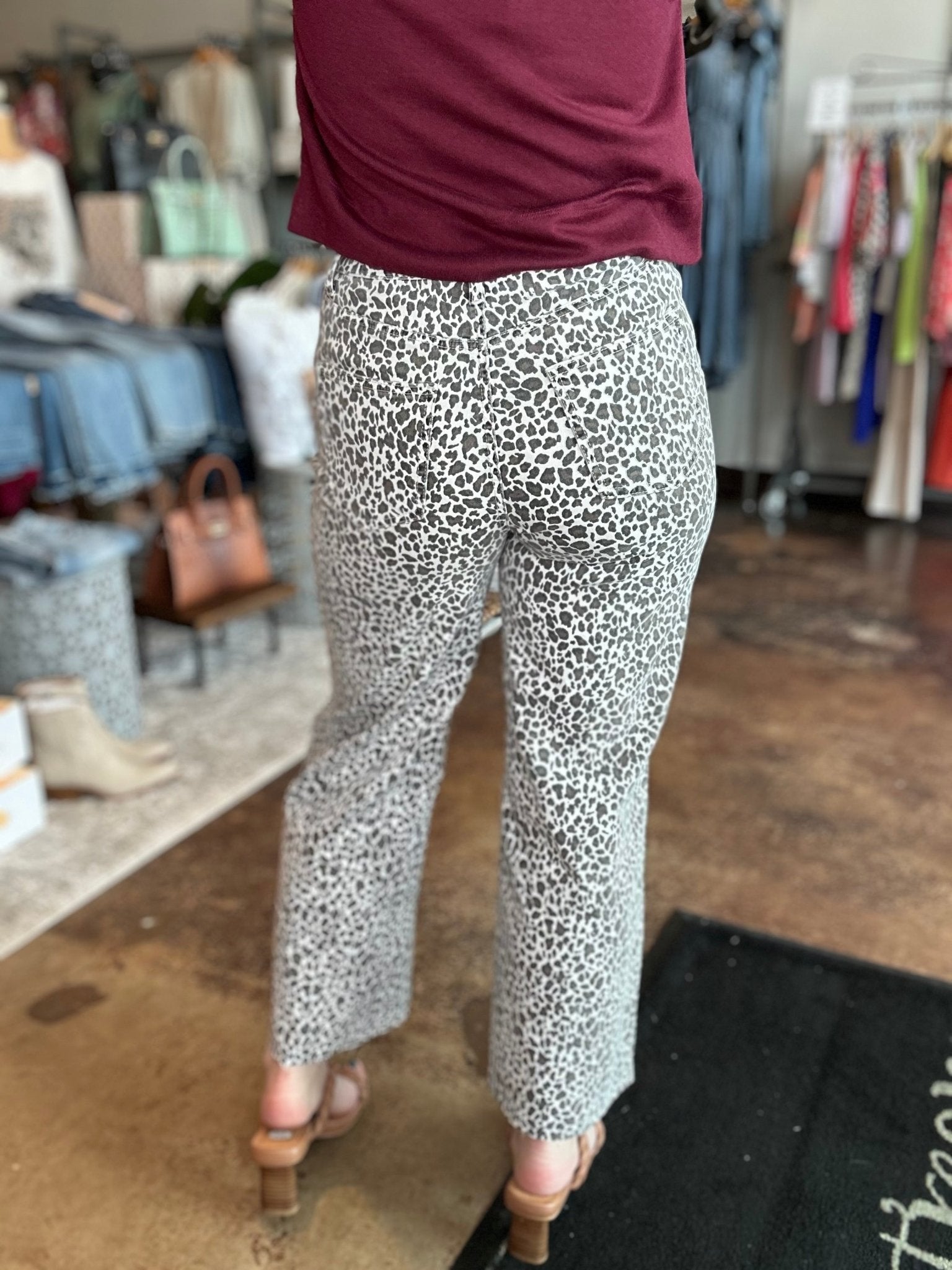 Animal Print Button Fly Pants - Mainstream Boutique