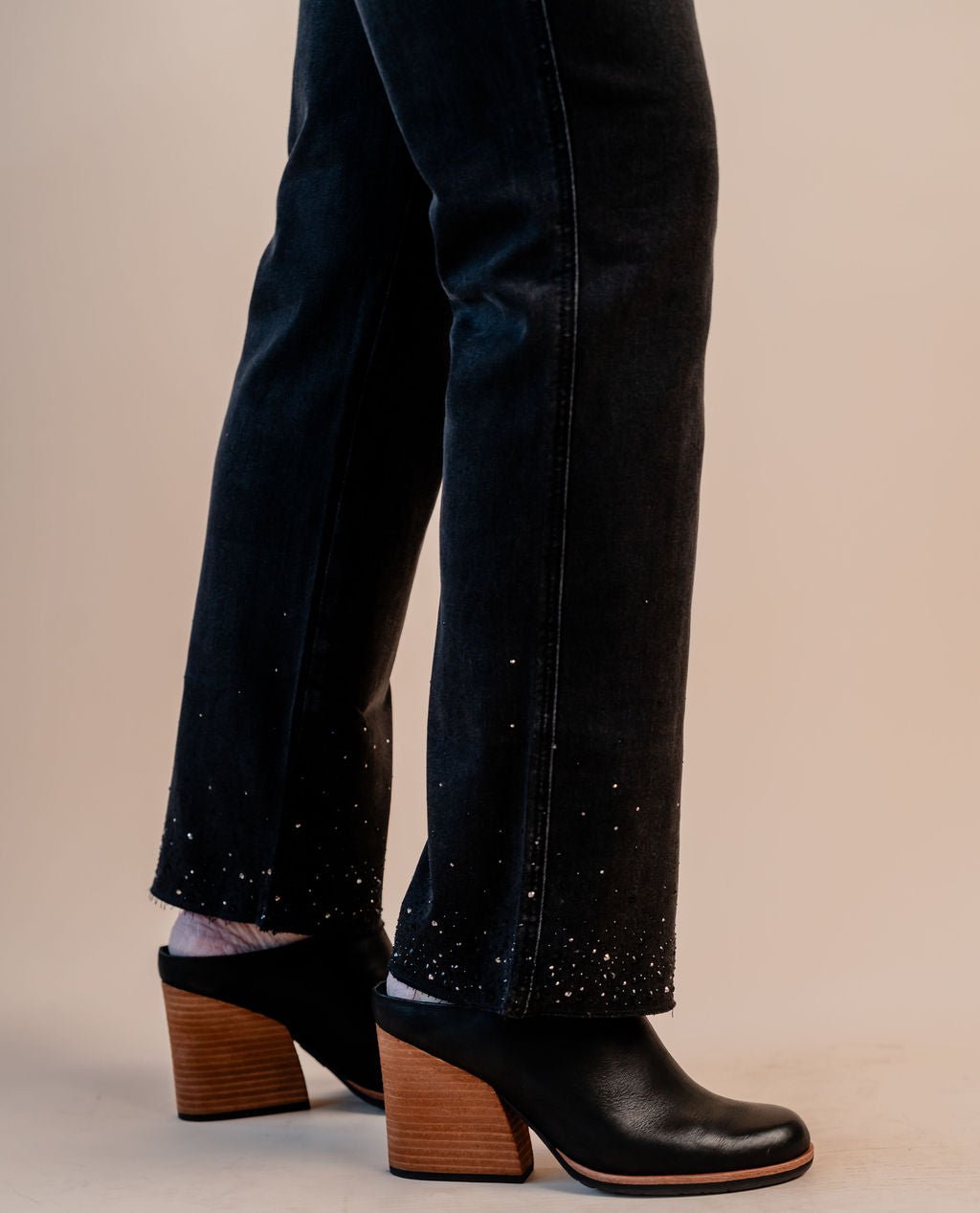 Straight Leg Denim Pants W/ Rhinestones - Mainstream Boutique