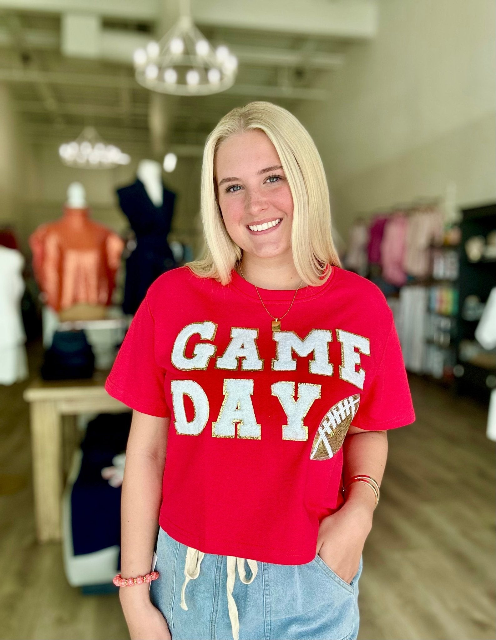 GAME DAY FOOTBALL PATCH TOP - Mainstream Boutique