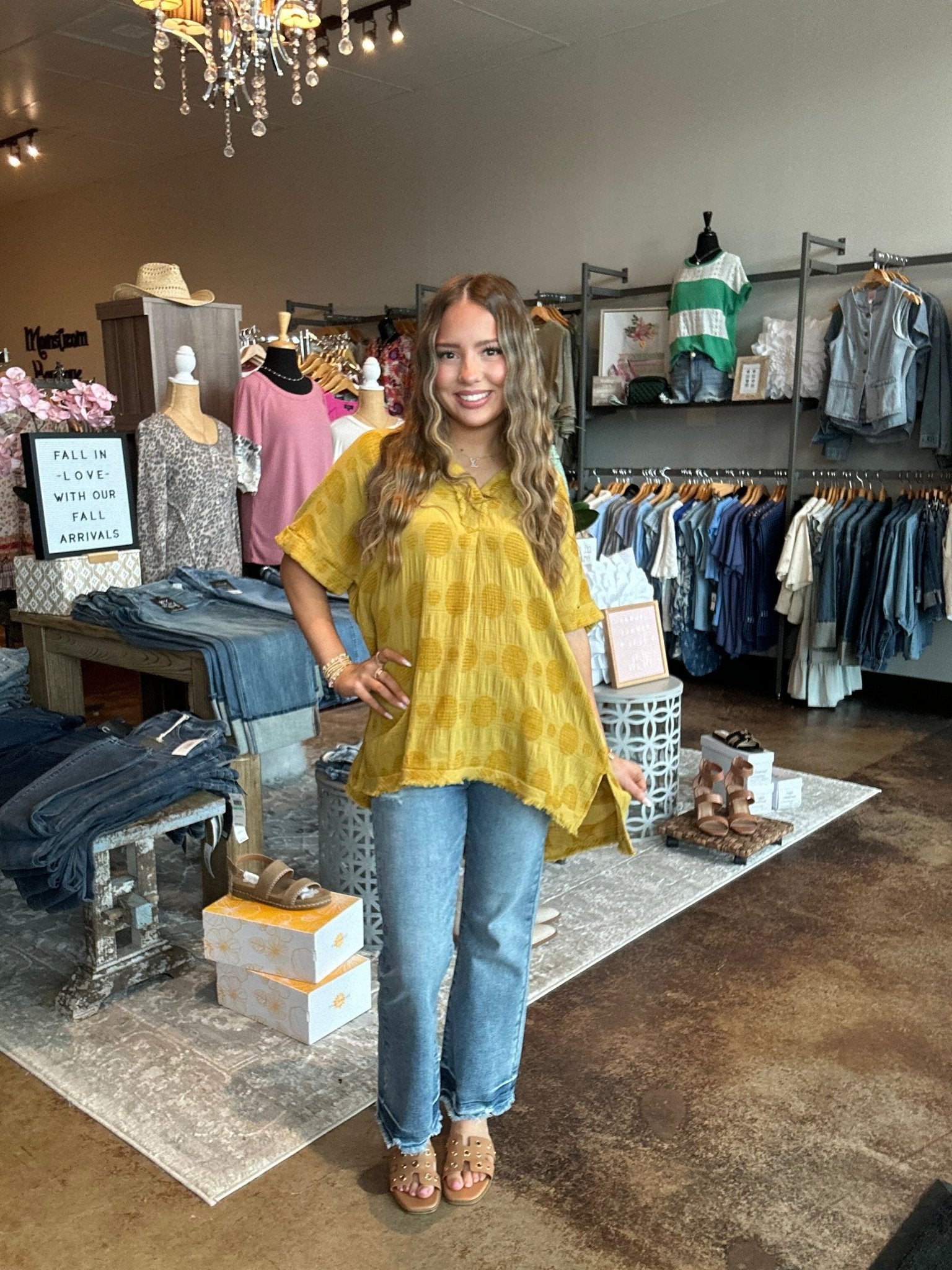 V - Neck Textured Raw Edge Top - Mainstream Boutique