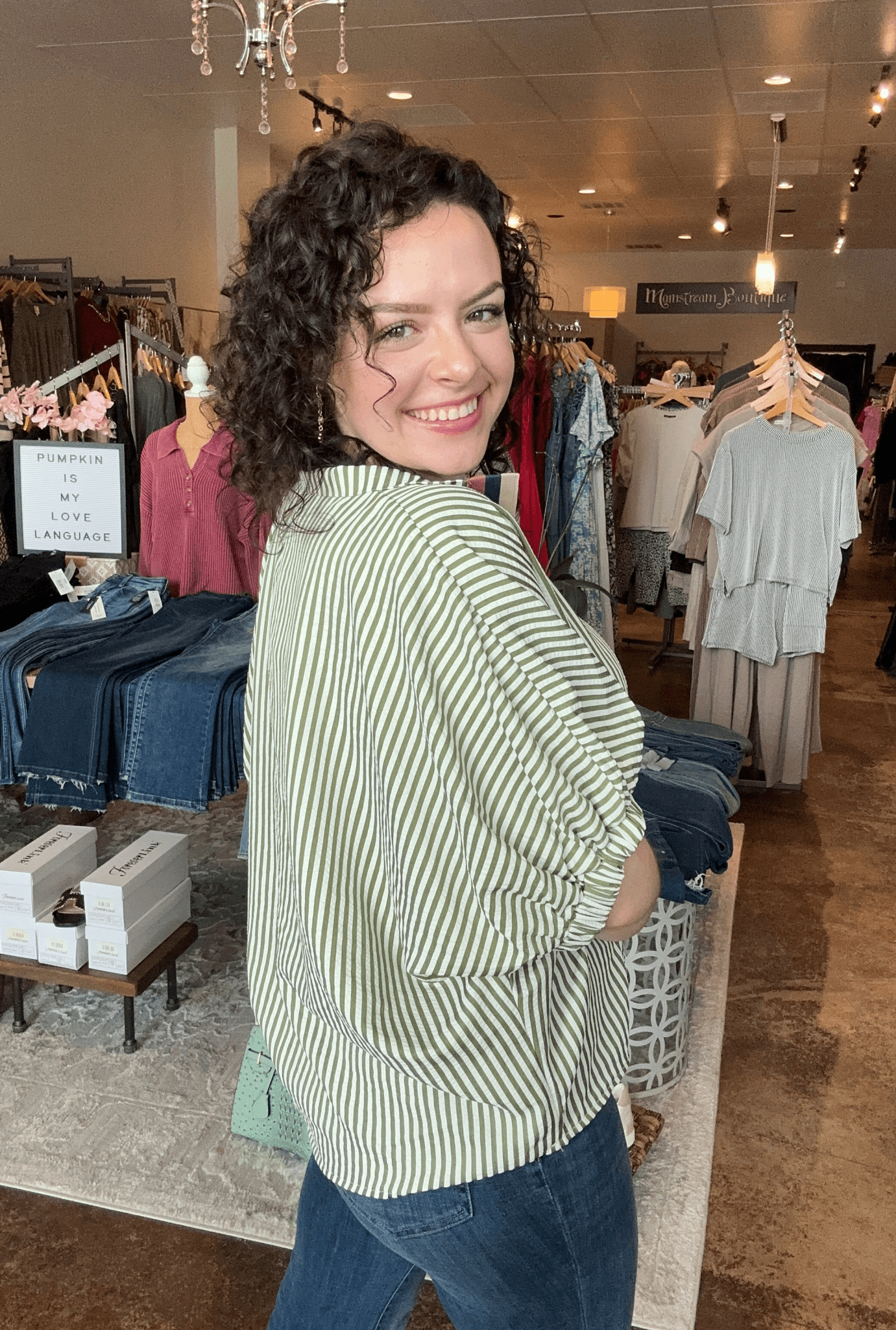 Striped Split Neck Dolman Top - Mainstream Boutique