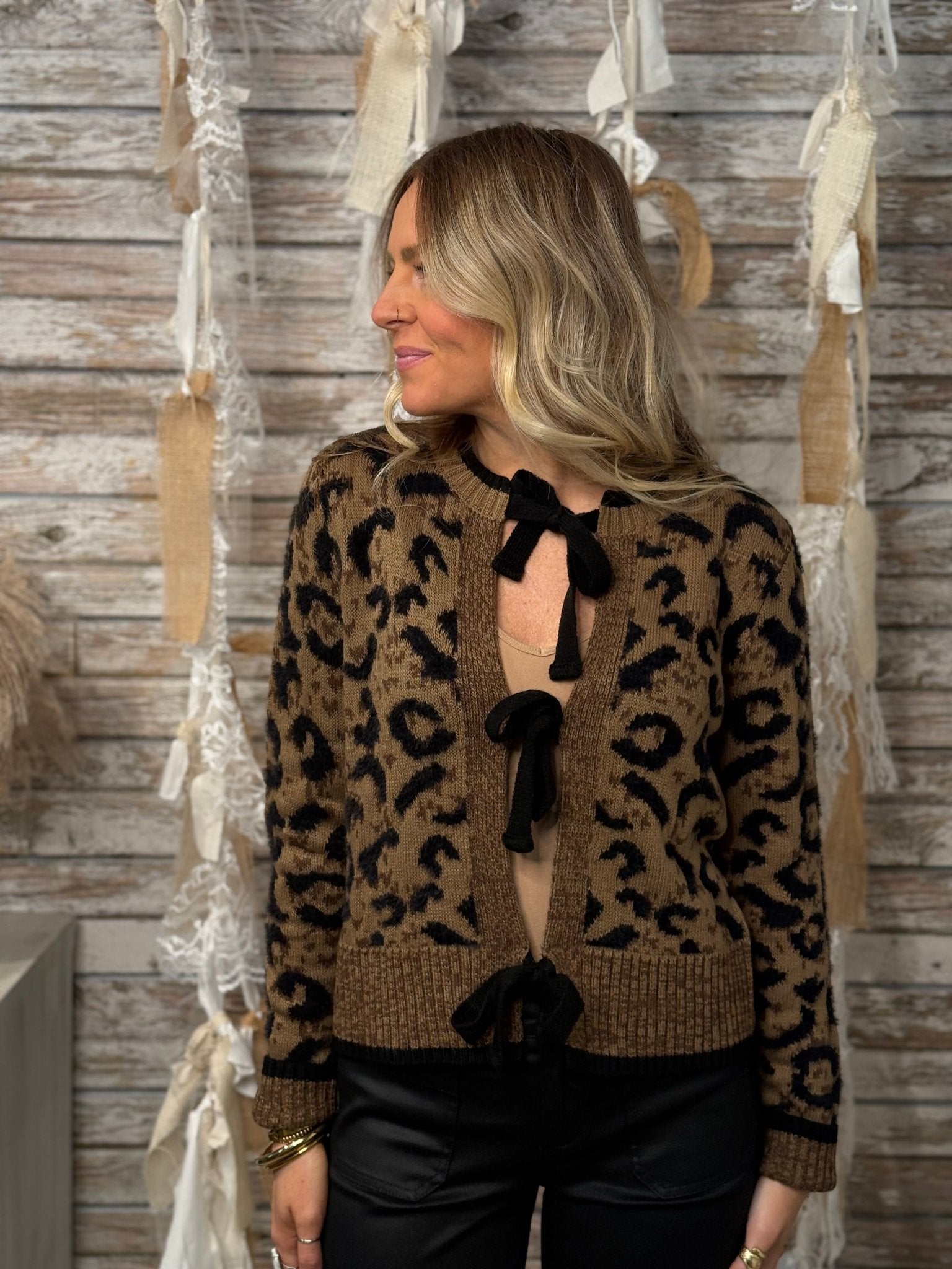 Wild Charm Bow Cardigan - Mainstream Boutique