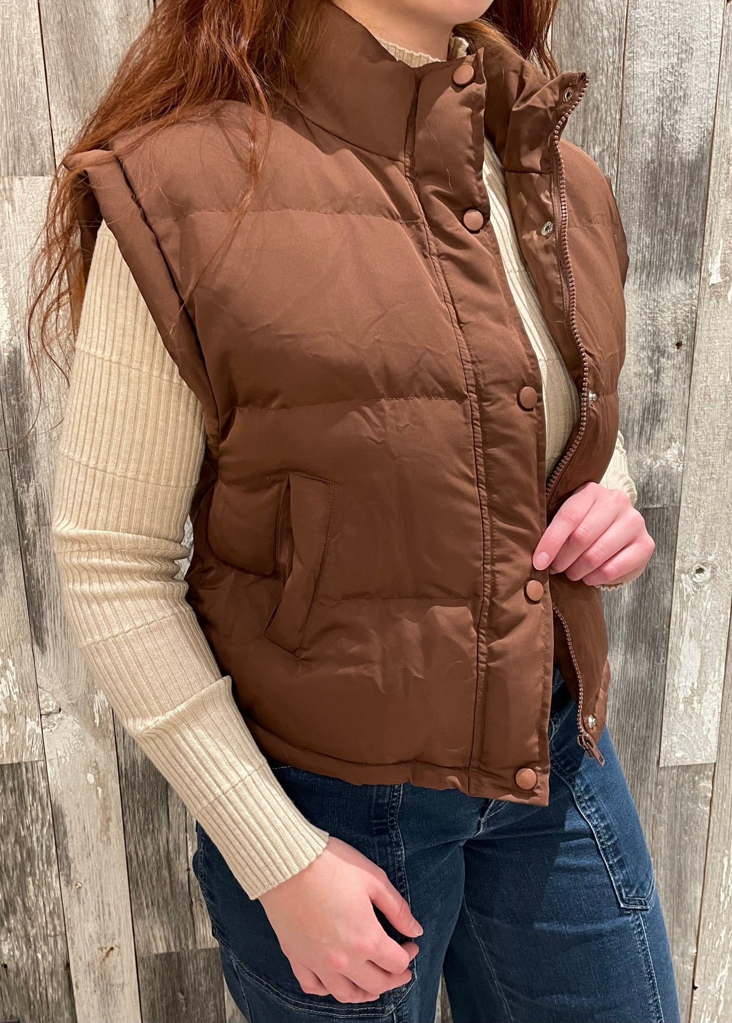 Mock Neck Casual Puffer Vest - Mainstream Boutique