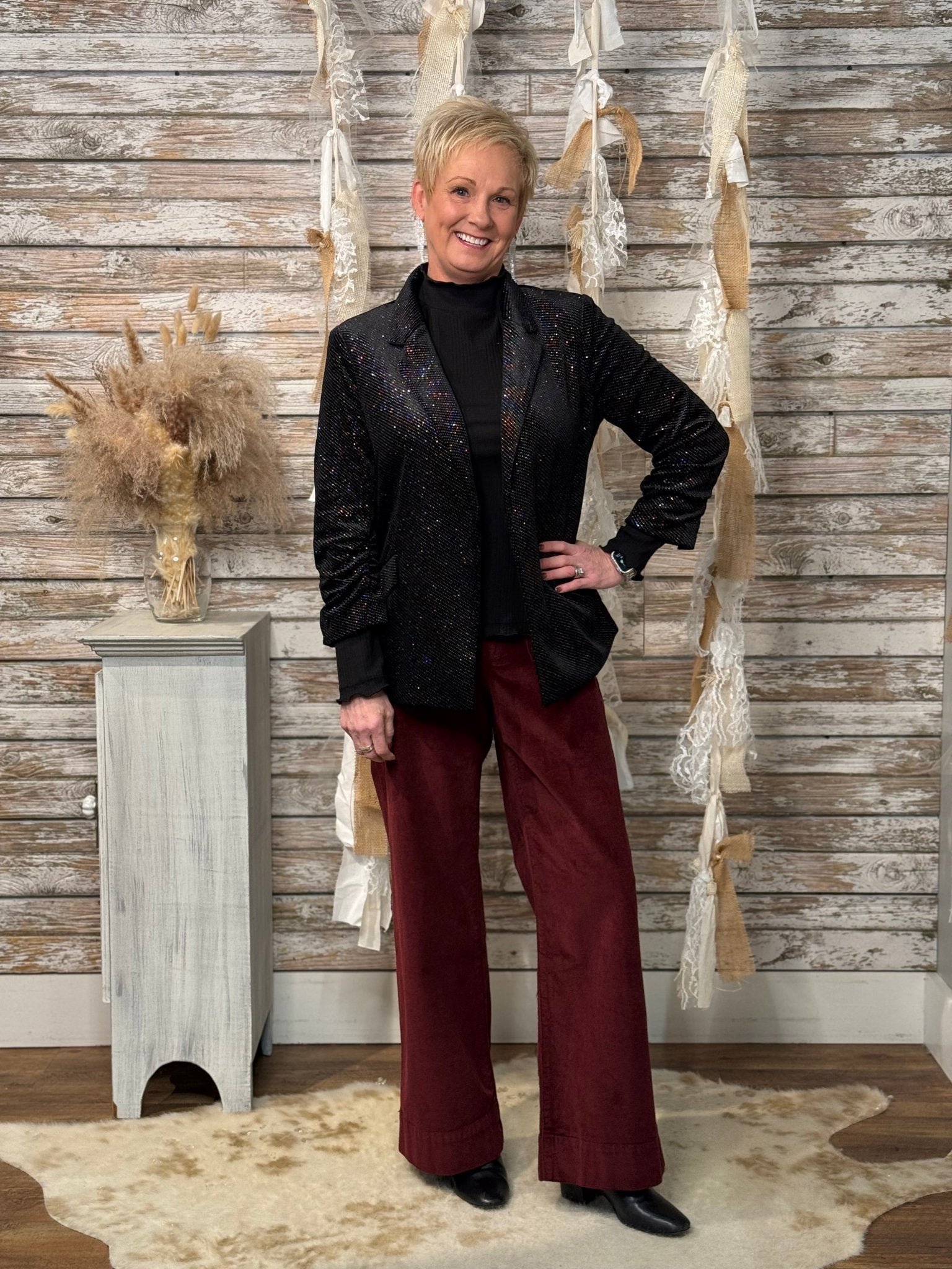 Women’s Embellished Velvet Blazer – Multi - Color Sparkle Evening Jacket - Mainstream Boutique
