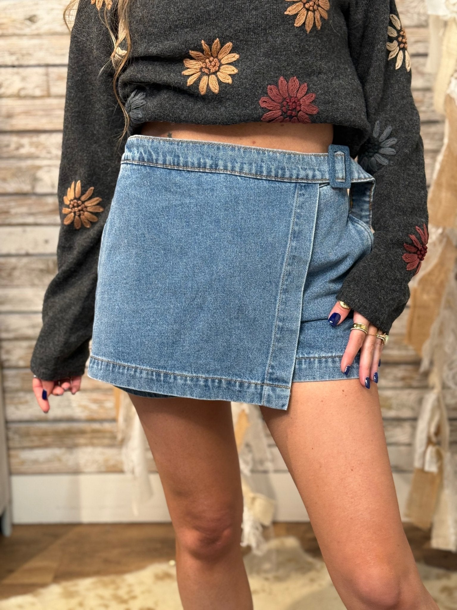 Downtown Edge Denim Skort - Mainstream Boutique