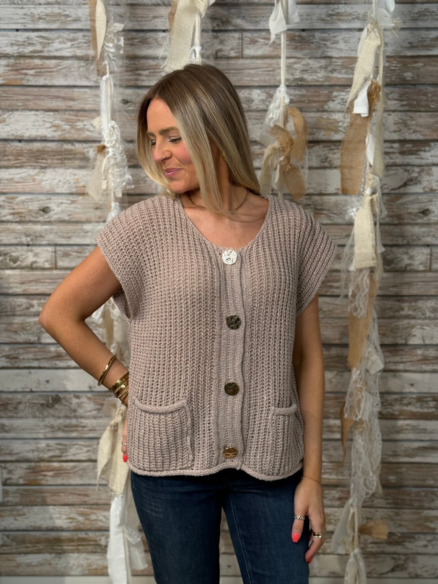 Buttoned Bliss Sweater Vest - Mainstream Boutique