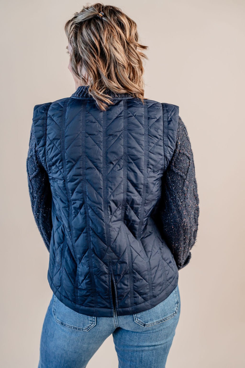 Zip Mock Neck Quilted Vest W/ Patch Pockets - Mainstream Boutique