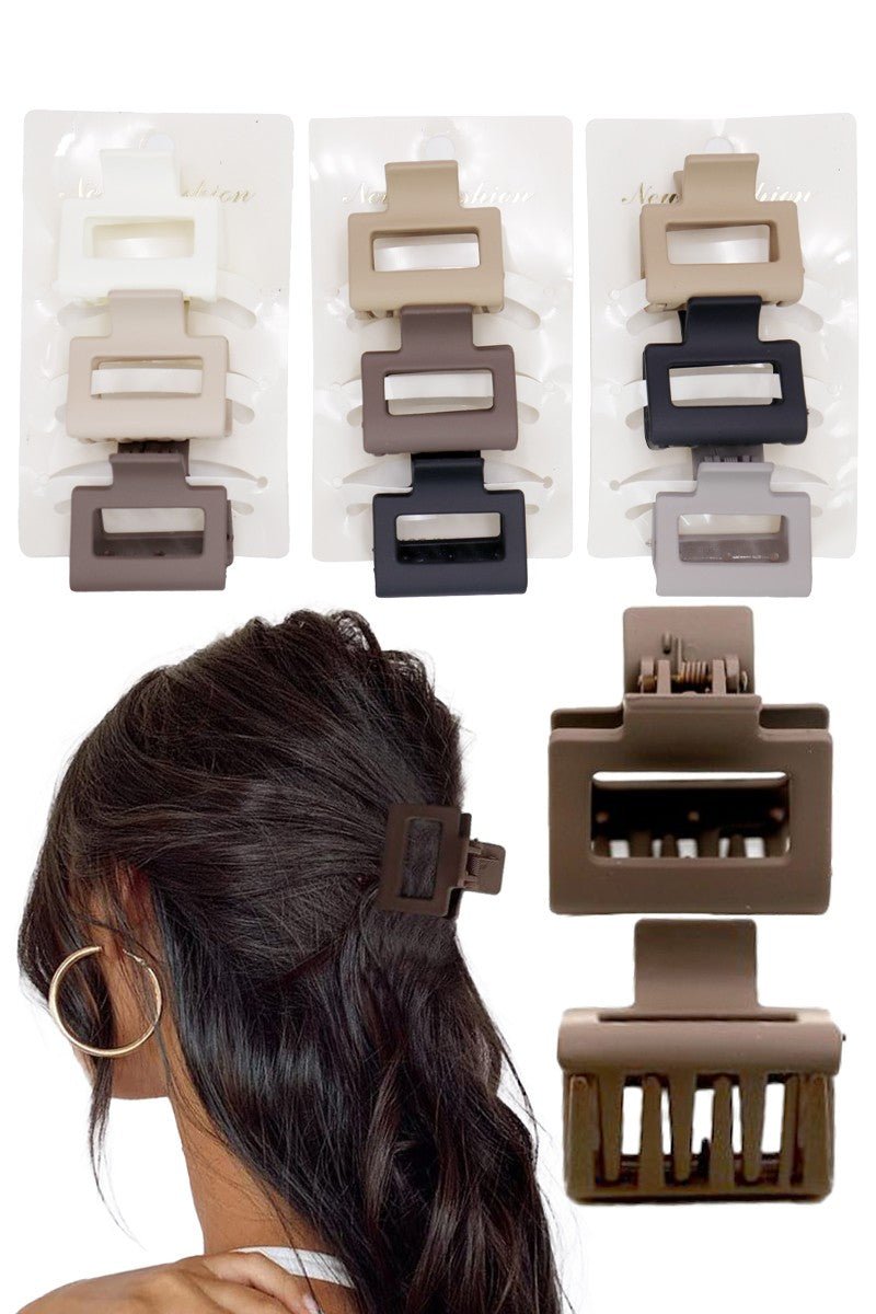 3pcs Mini Cubic Matte Earth Tone Claw Clips - Mainstream Boutique