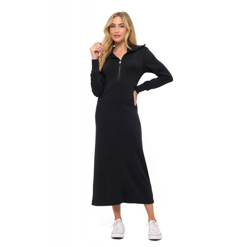 Zipper Midi Dress In Scuba - Mainstream Boutique