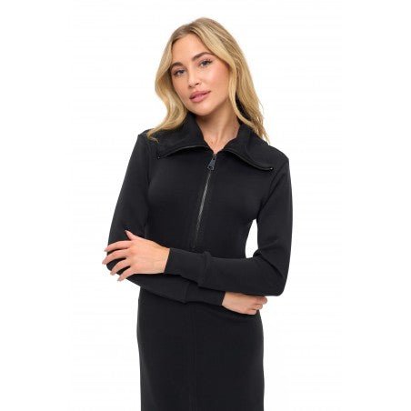 Zipper Midi Dress In Scuba - Mainstream Boutique
