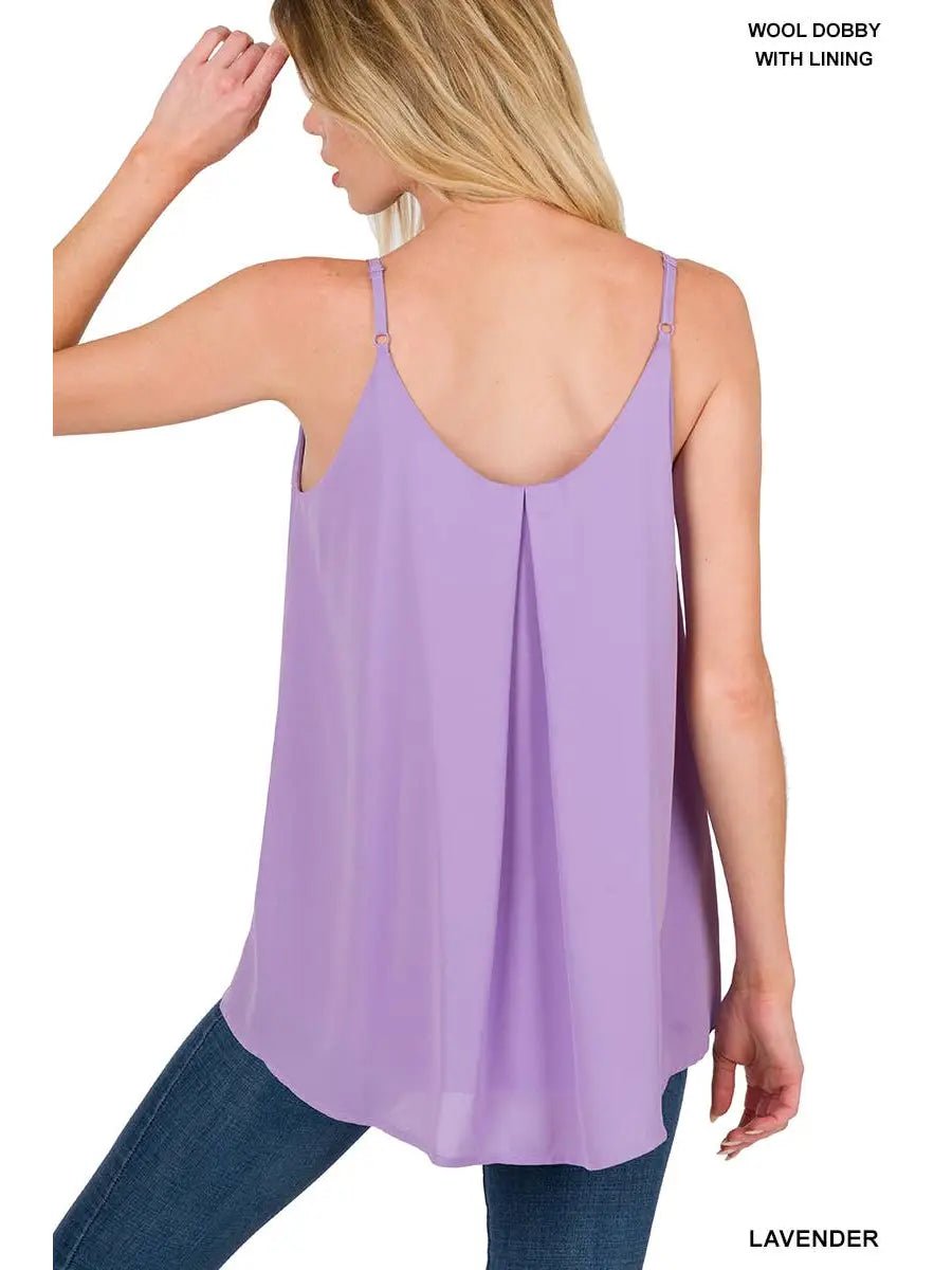 Woven Pleated Spaghetti Cami - Mainstream Boutique