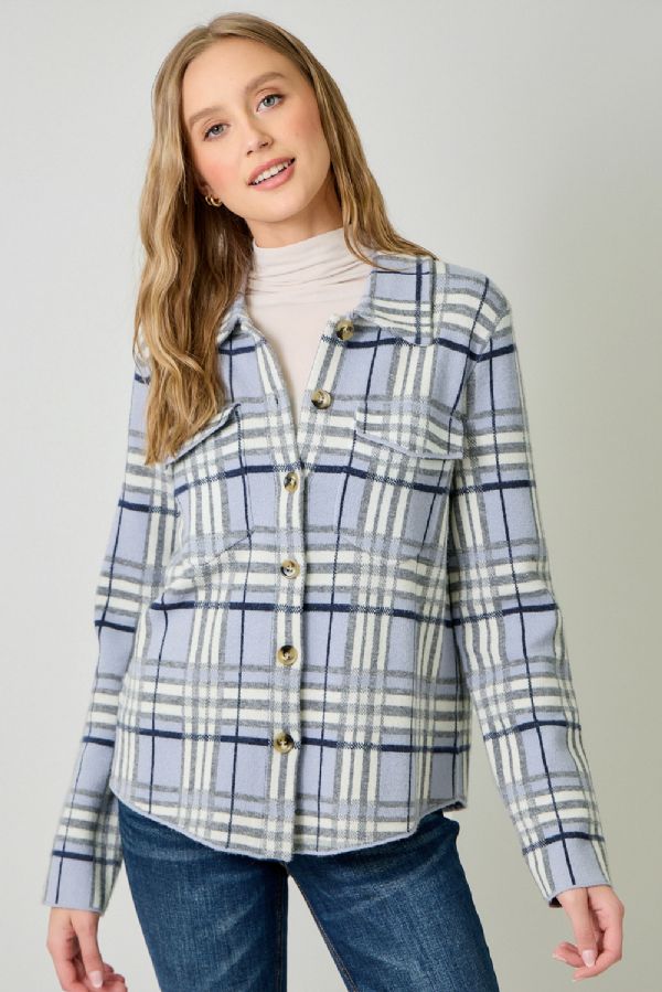 *FINAL SALE* Check Patterned Button Front Sweater Jacket - Mainstream Boutique