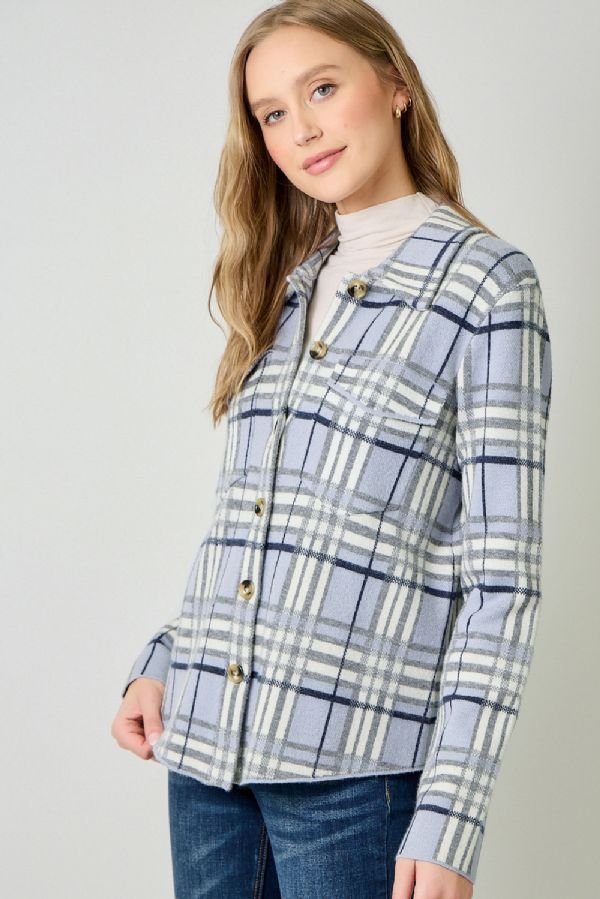 *FINAL SALE* Check Patterned Button Front Sweater Jacket - Mainstream Boutique