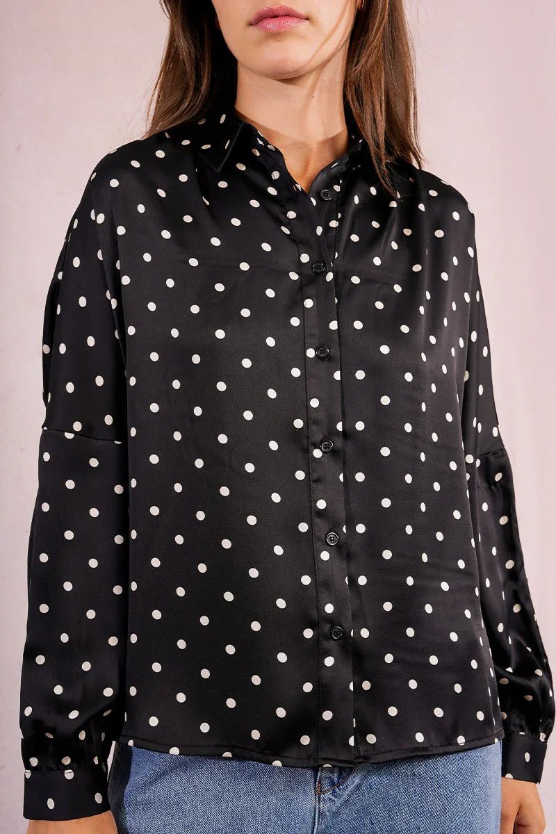 Woven Polka Dot Button Down Shirt - Mainstream Boutique