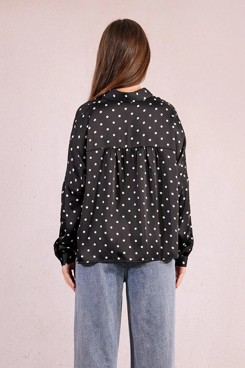 Woven Polka Dot Button Down Shirt - Mainstream Boutique