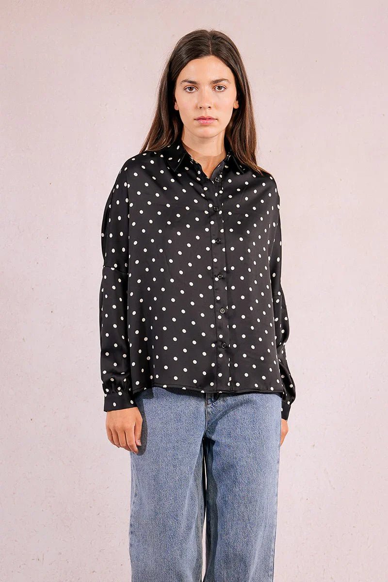 Woven Polka Dot Button Down Shirt - Mainstream Boutique