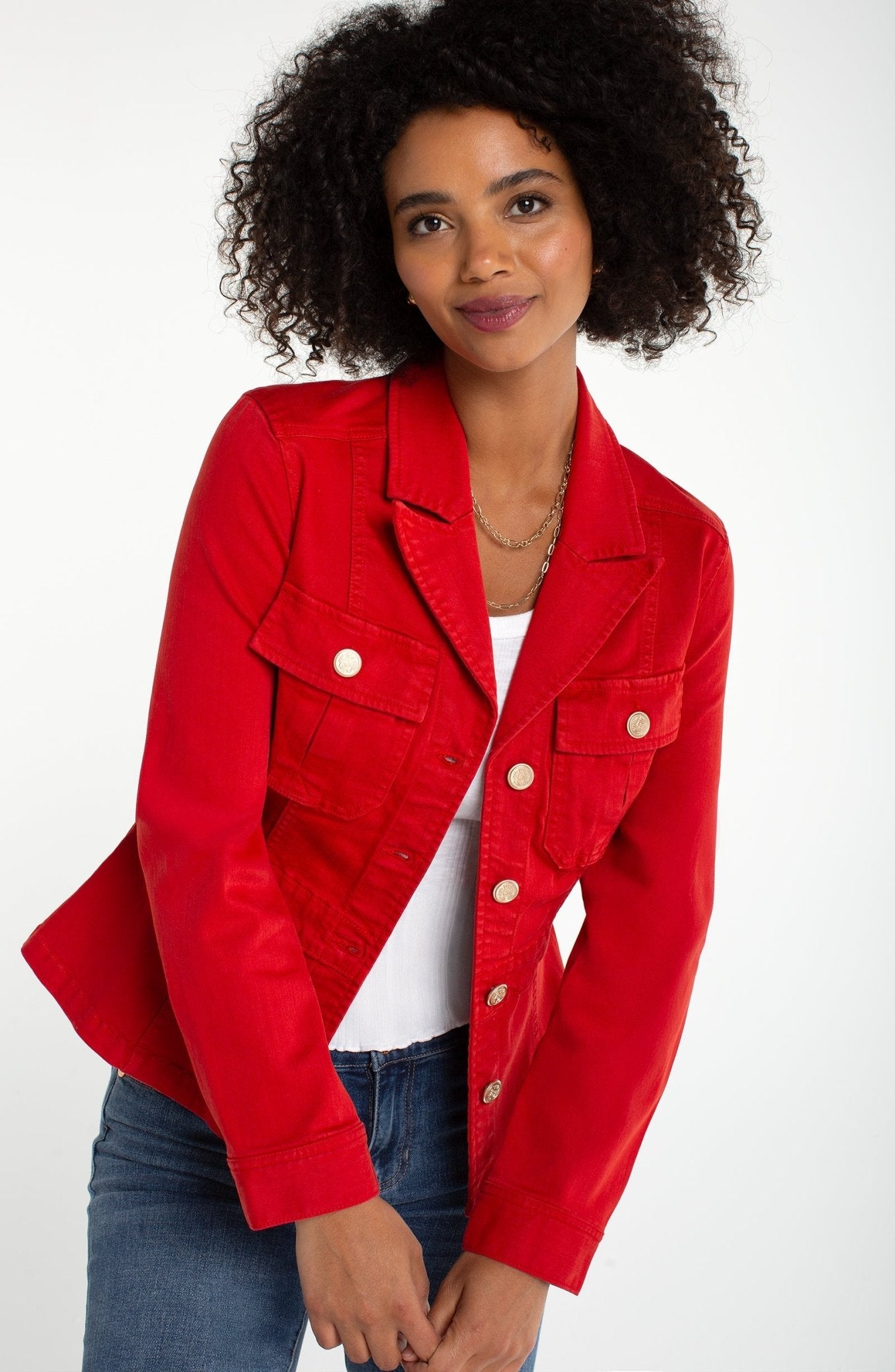 Liverpool Peplum Jacket With Button Tab Detail - Mainstream Boutique