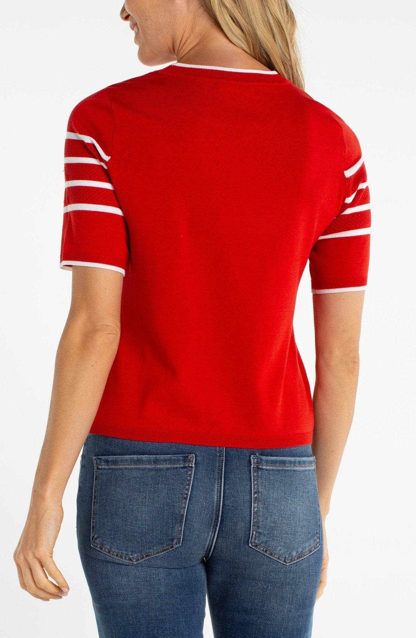 Liverpool Short Sleeve Striped Sweater - Mainstream Boutique