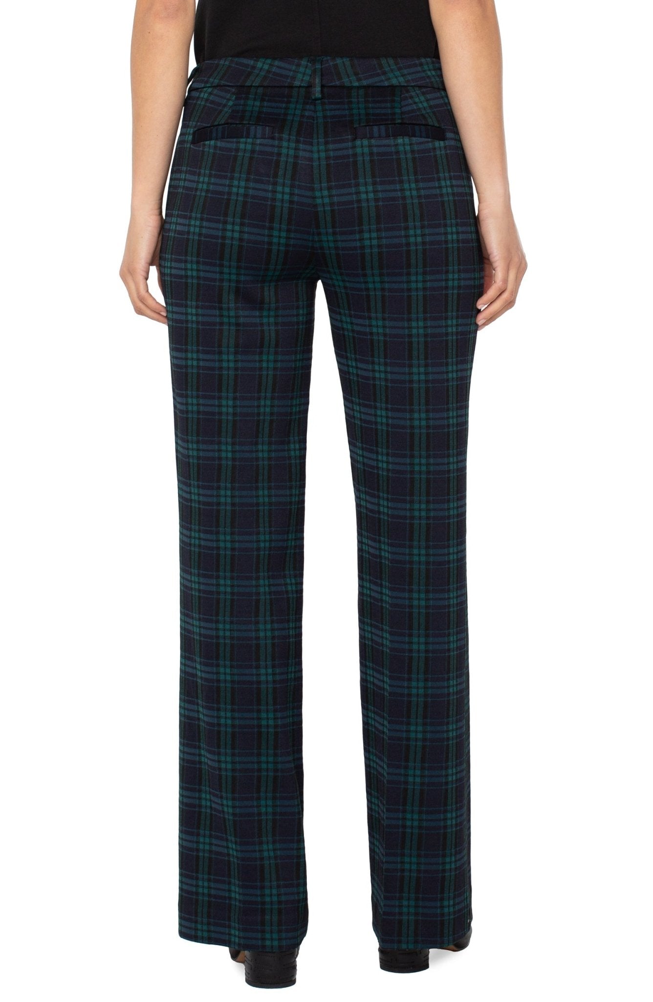 Liverpool Kelsey Wide Leg Trouser - Black Watch Plaid - Mainstream Boutique