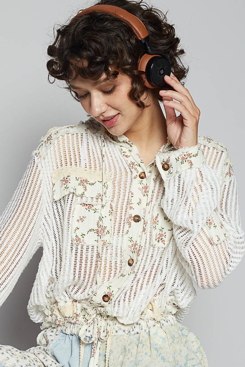 Gauze Patchwork Crochet Hoodie - Mainstream Boutique