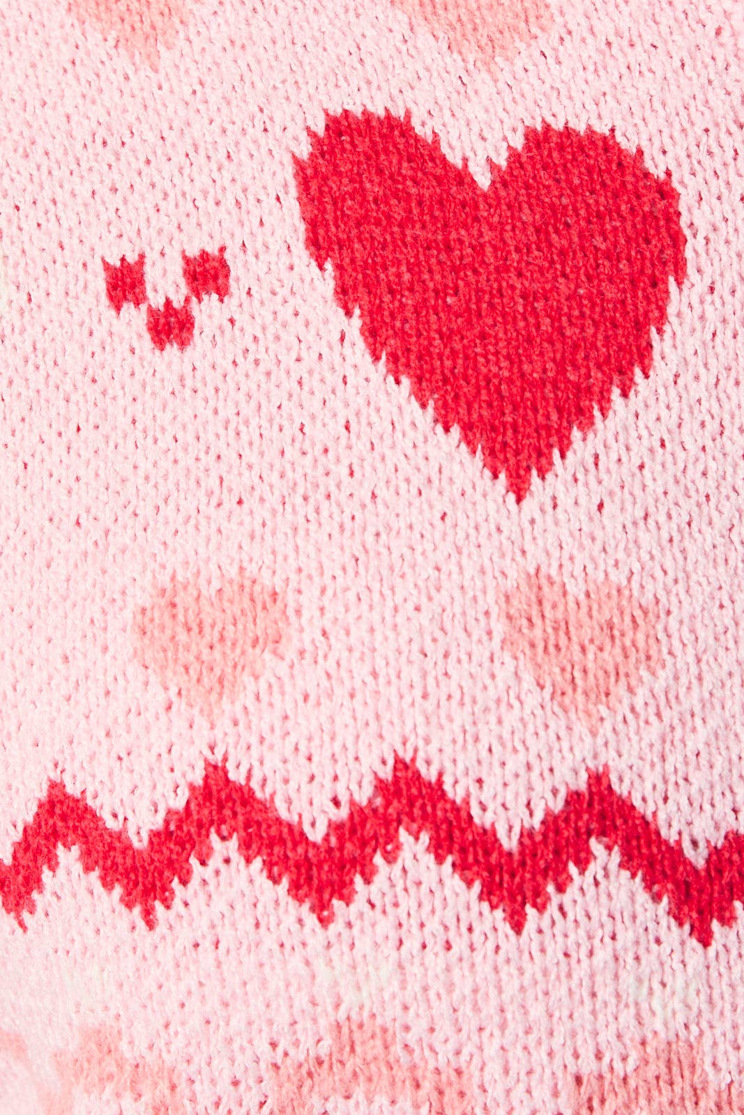 ROUND NECK LONG SLEEVE "HEART" PATTERN SWEATER CARDIGAN - Mainstream Boutique