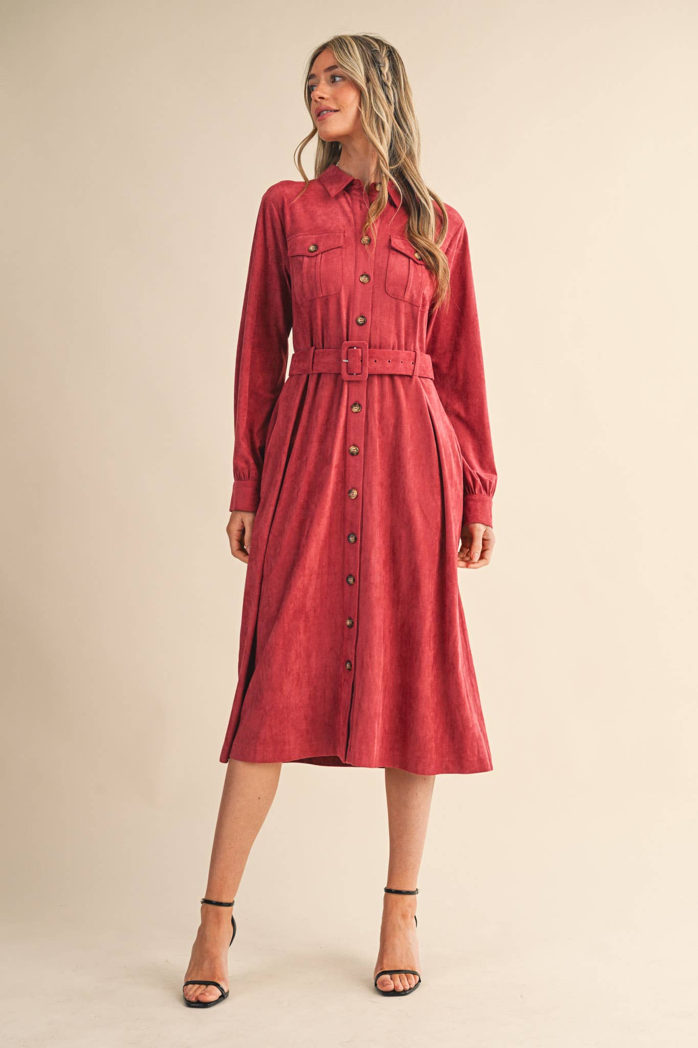 SUEDE SHIRT DRESS MDR4290 - Mainstream Boutique