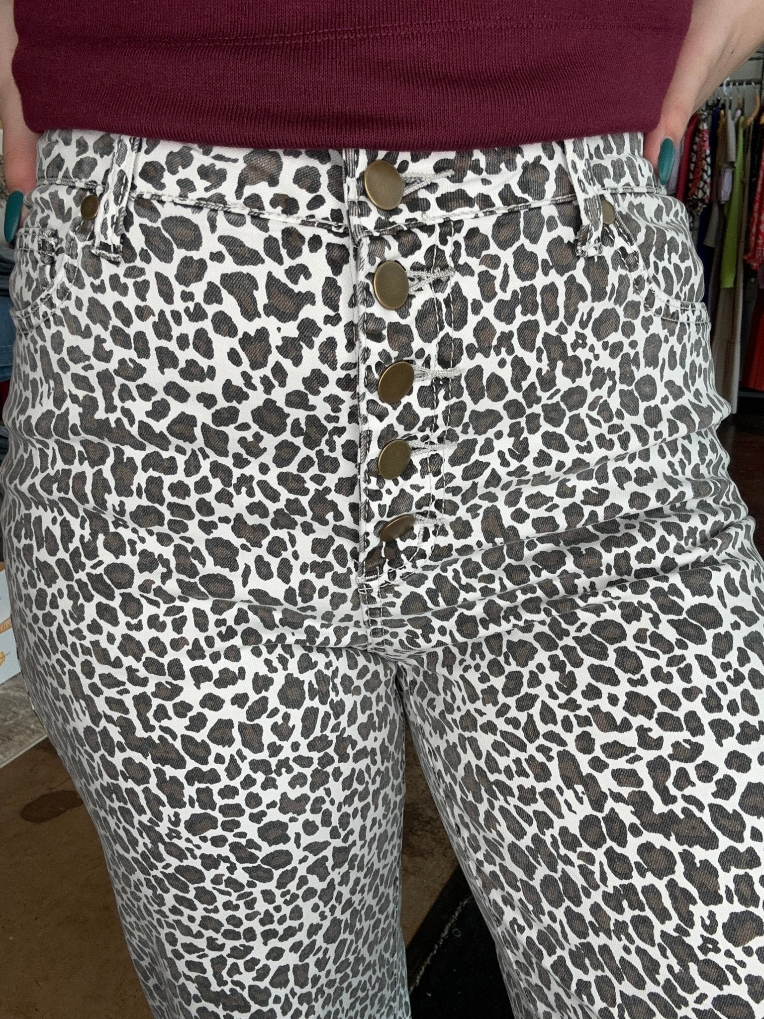 Animal Print Button Fly Pants - Mainstream Boutique