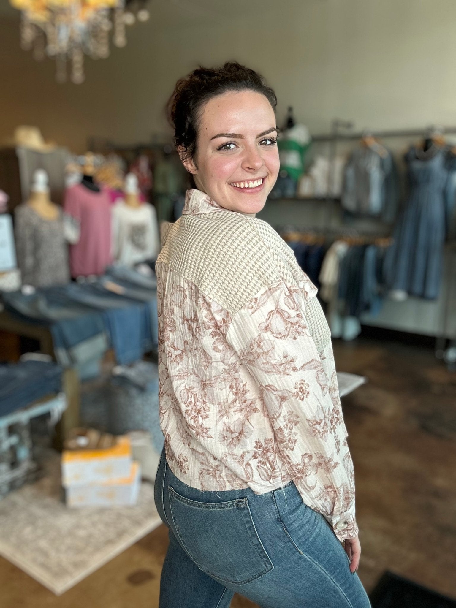 Mixed Media Floral Jacket - Mainstream Boutique