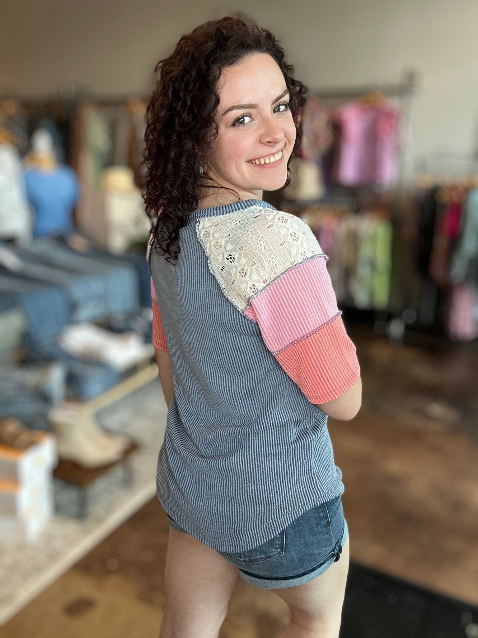 Ribbed Color Block Henley Top - Mainstream Boutique