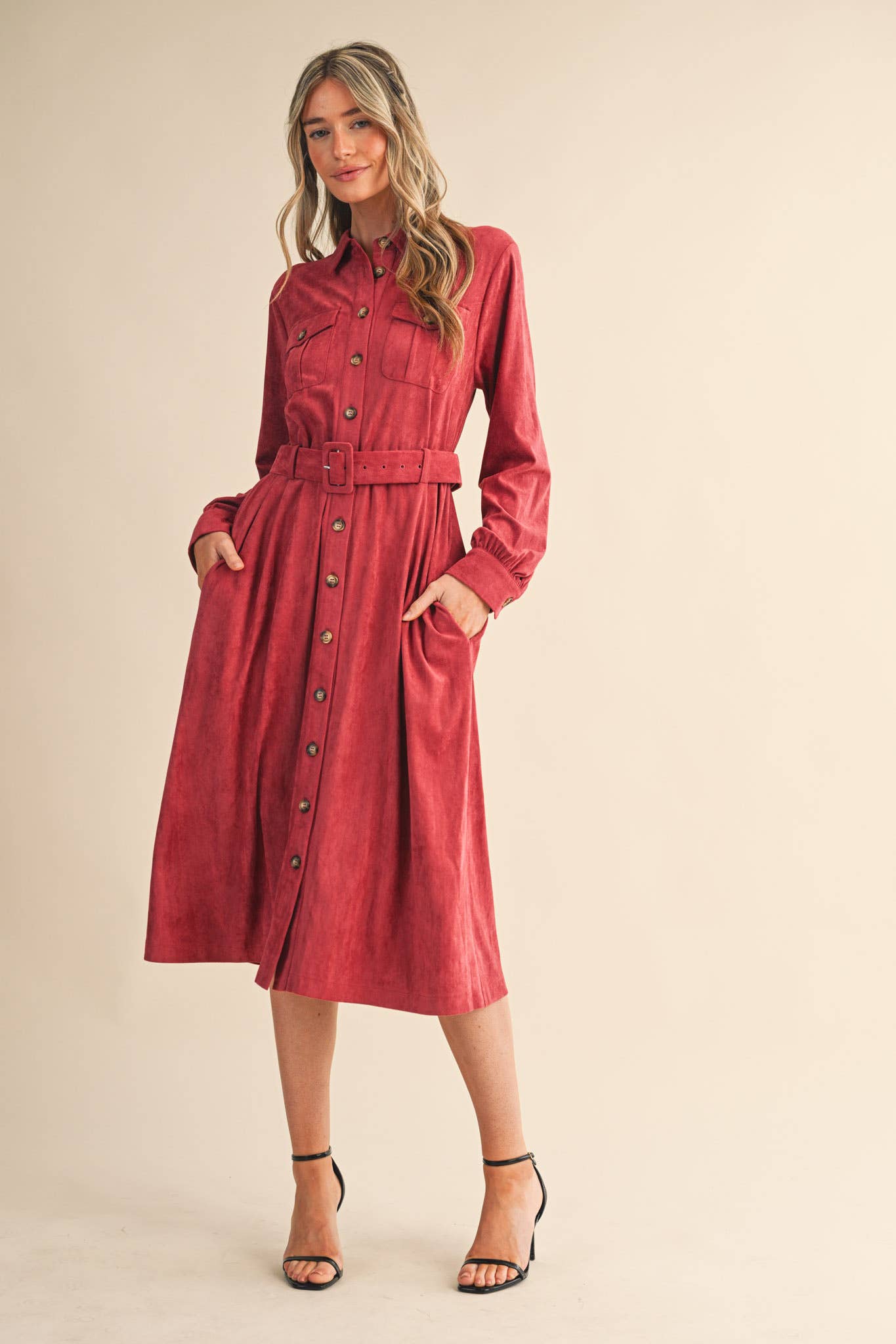 SUEDE SHIRT DRESS MDR4290 - Mainstream Boutique