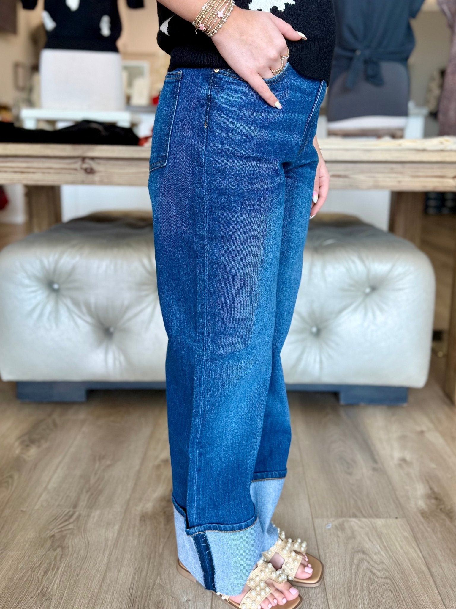 Sienna High Rise Straight Leg - Roll - Mainstream Boutique