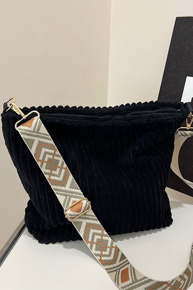Corduroy Tote Bag With Shoulder Strap - Mainstream Boutique