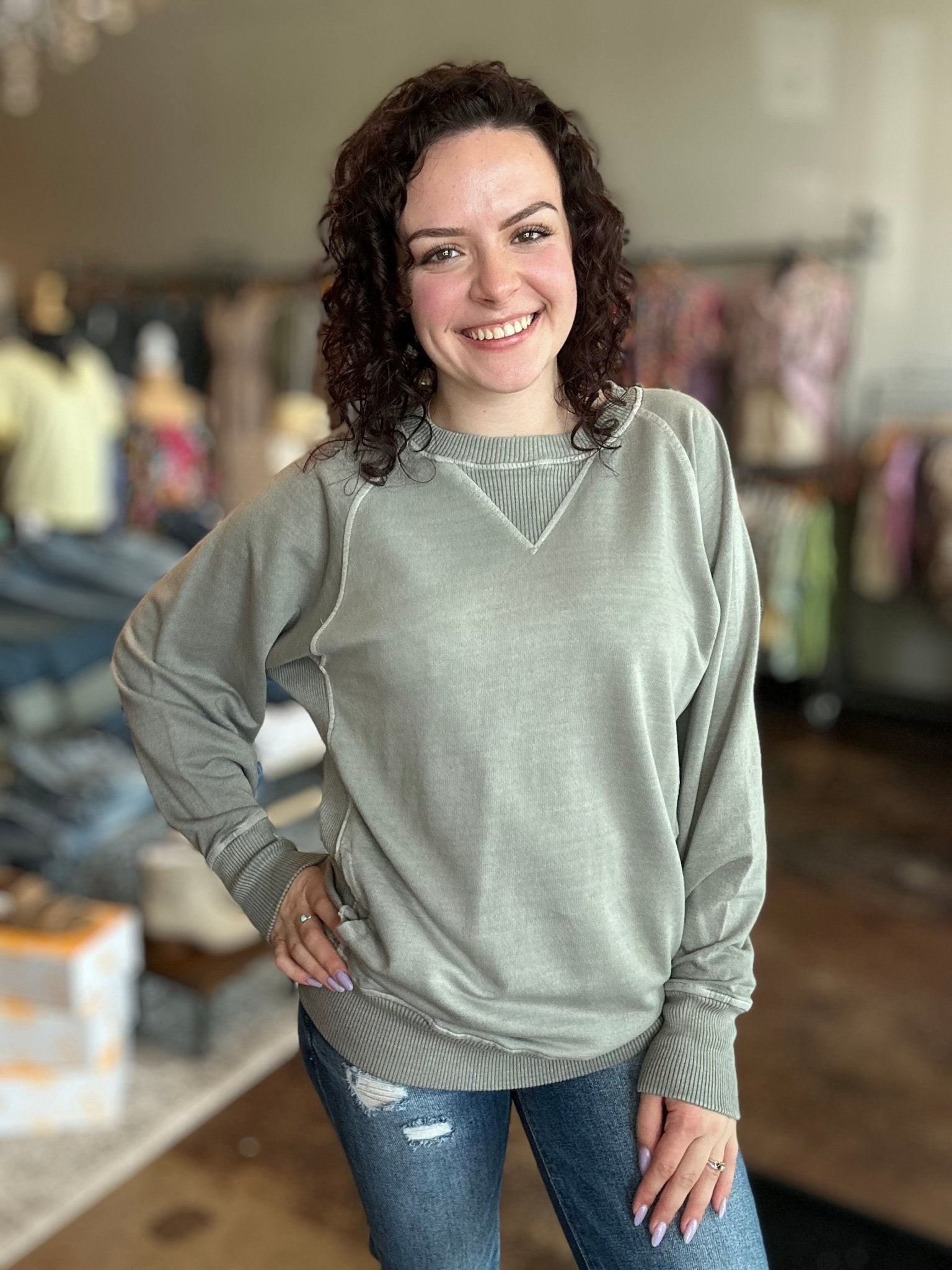 French Terry Pullover With Pockets - Mainstream Boutique