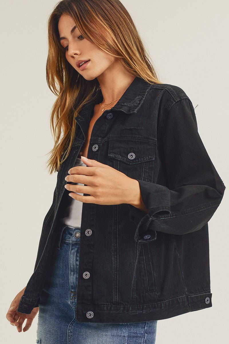 Relaxed Fit Vintage Denim Trucker Jacket - Mainstream Boutique