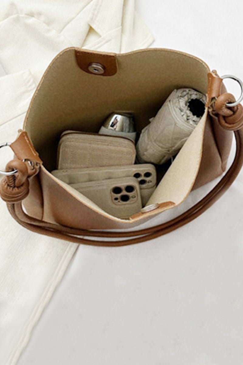 Knotted Strap Faux Leather Tote Bag - Mainstream Boutique