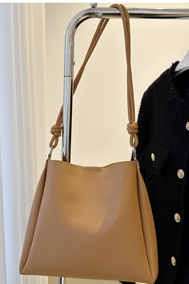 Knotted Strap Faux Leather Tote Bag - Mainstream Boutique