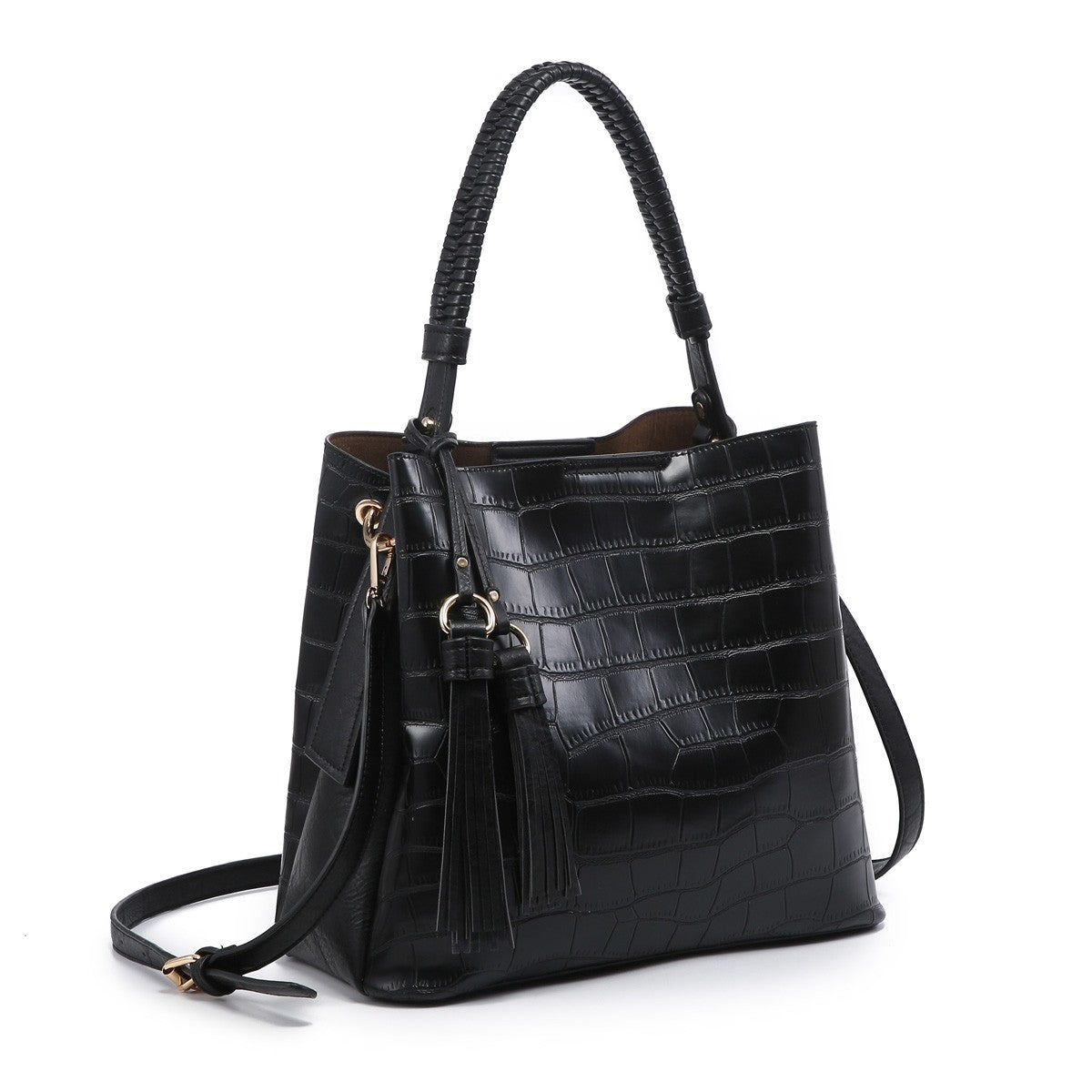 Croc Embossed Vegan Leather Hobo Bag - Mainstream Boutique